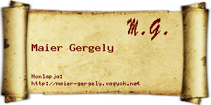 Maier Gergely névjegykártya